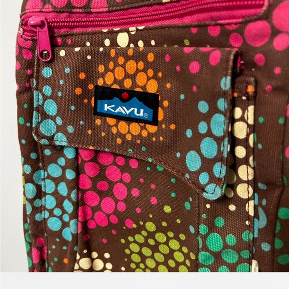 KAVU Crossbody Bag Purse Polka Dot Floral Canvas Adjustable Strap EUC Limited - Picture 3 of 8
